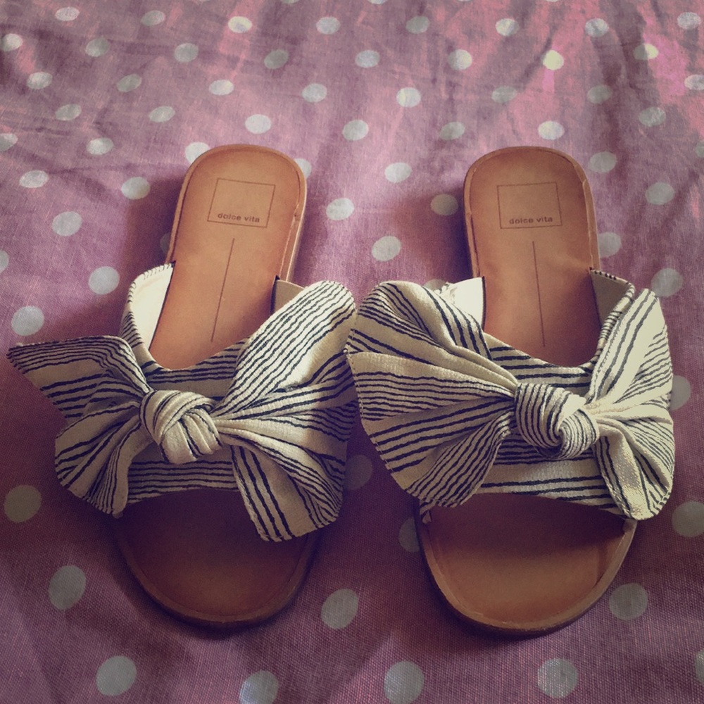 Adorable black and white striped sandals